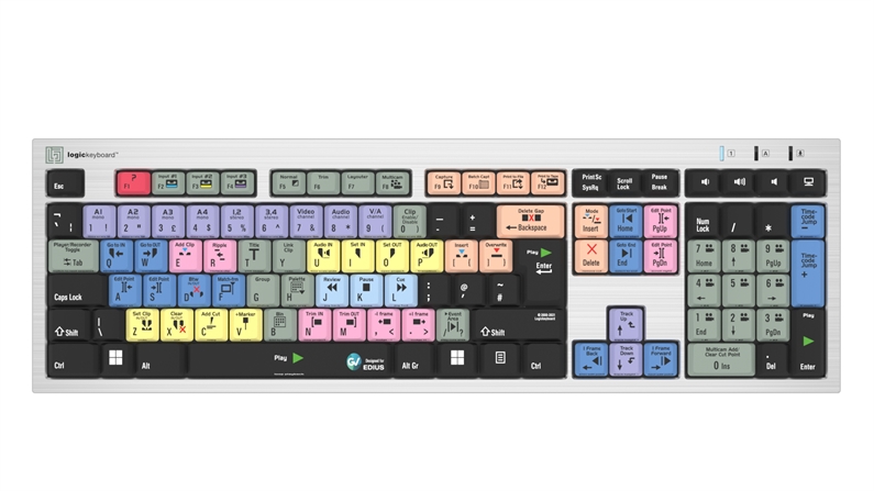 EDIUS<br>Silver Slimline Keyboard – Windows<br>UK English